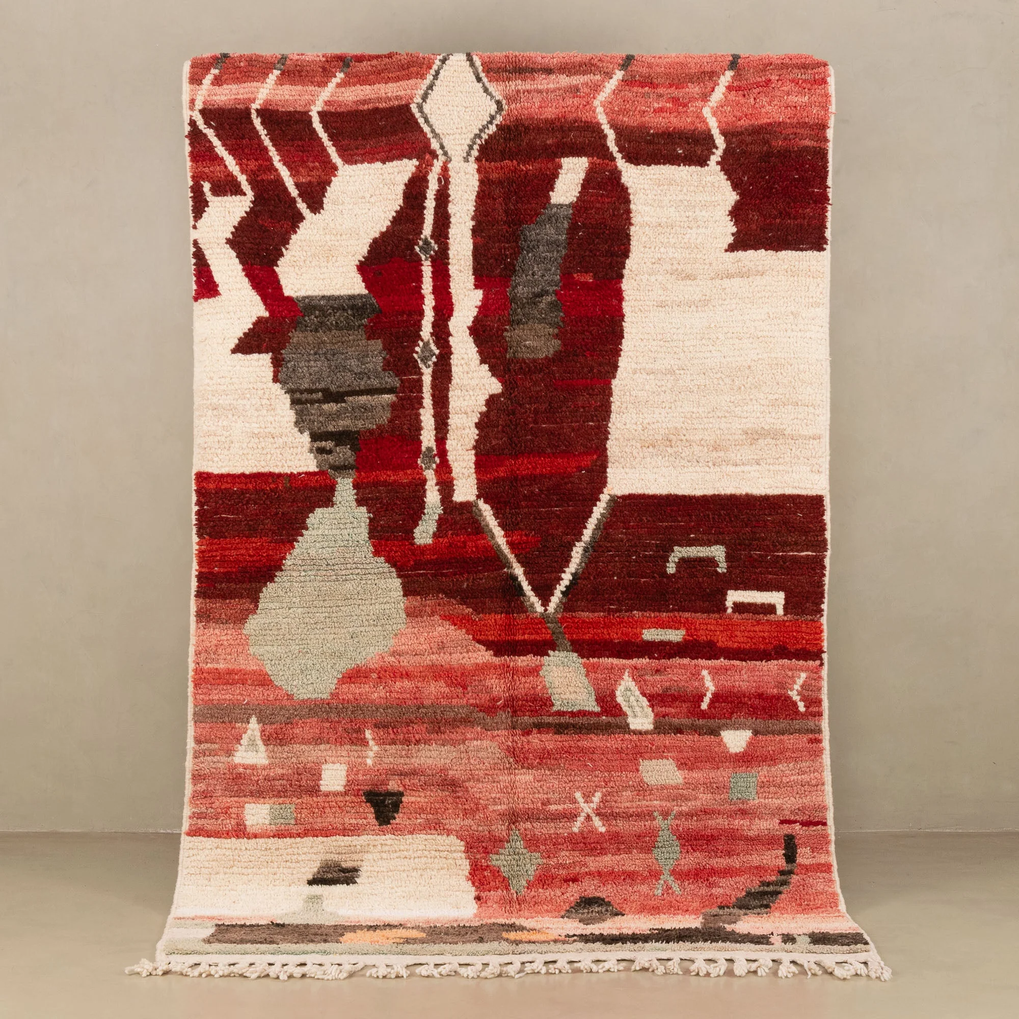 Full view of Kilim moroccan rug 598, Red Kilim Moroccan Rug